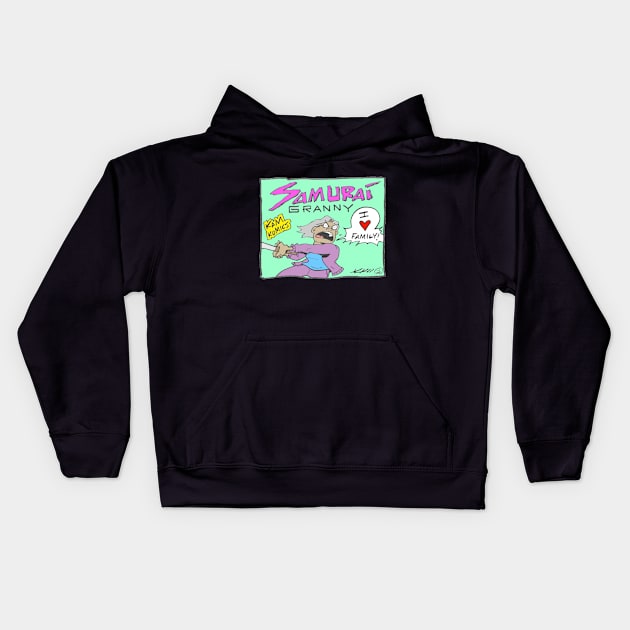 Kam Komics_SamuraiGranny_tshirt Kids Hoodie by Kam Komics 